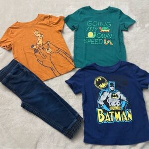 Bundle of 4️⃣ Kids Graphic T-Shirts and Jeans Set Size 3T